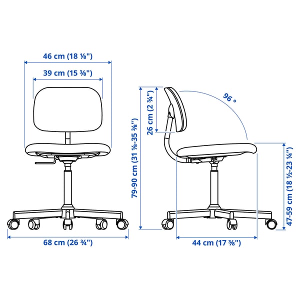 IKEA BLECKBERGET Swivel Chair Klovsta White/orange-brown