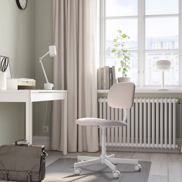 IKEA BLECKBERGET Swivel Chair Klovsta White/orange-brown