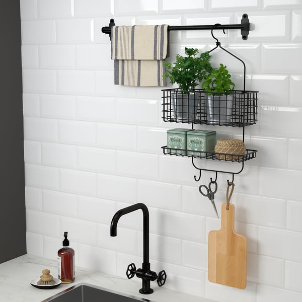 IKEA BLECKSJÖN Shower Caddy Two Tiers Black 12 ¼x22 "