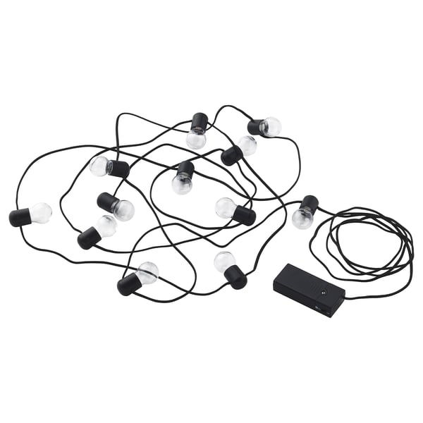 IKEA BLÖTSNÖ LED string light with 12 lights indoor/battery operated black