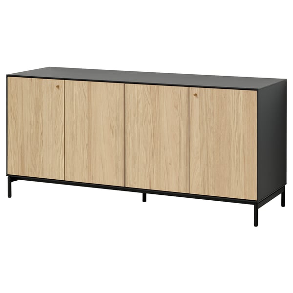 IKEA BOASTAD Sideboard black/oak veneer 63 1/2x20 1/2x29 5/8 "