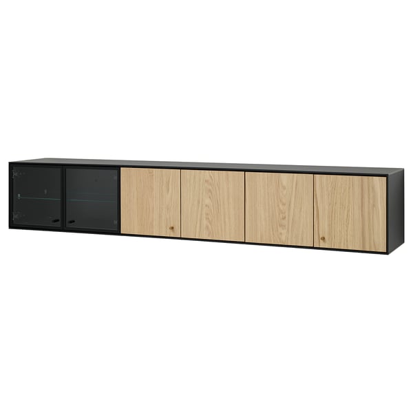 IKEA BOASTAD Wall shelf black/oak veneer 71 3/8x12 5/8x12 1/2 "