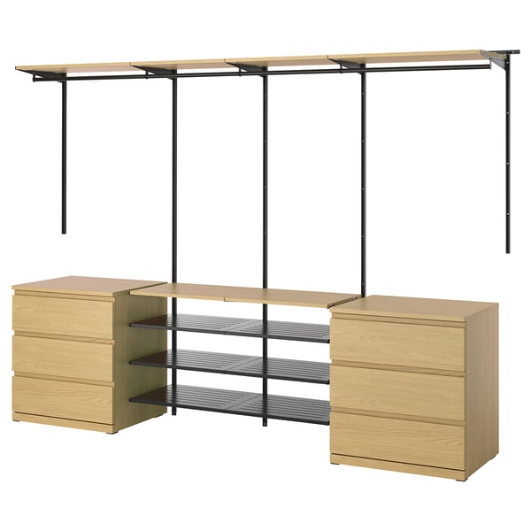 IKEA BOAXEL / STORKLINTA Bedroom furniture set of 3 anthracite/oak effect 114 1/8x18 7/8 "