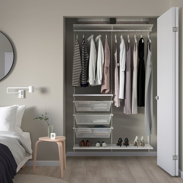 IKEA BOAXEL Wardrobe Combination White 49 1/8x15 3/4x79 "