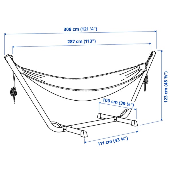 IKEA BOCKÖN / HAMNÖN Hammock With Stand Black/anthracite White