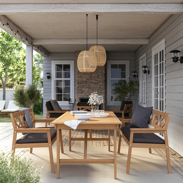 IKEA BONDHOLMEN Bench With Backrest Outdoor Brown/Frösön/Duvholmen Dark Gray