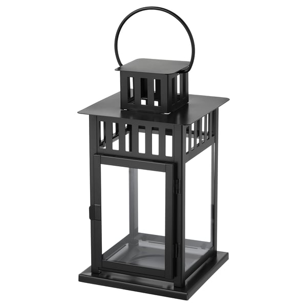 IKEA BORRBY Lantern for block candle indoor/outdoor black 11 "
