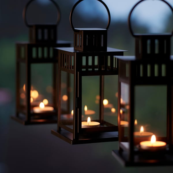 IKEA BORRBY Lantern For Tealight Indoor/outdoor Black 7 ¾ "