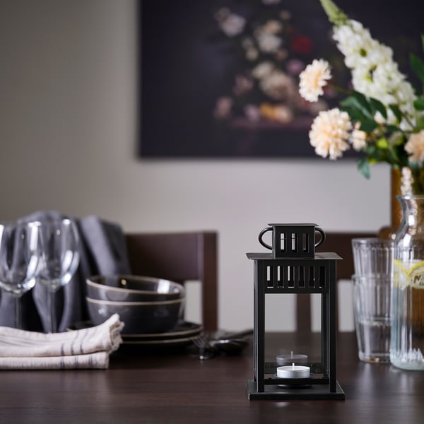 IKEA BORRBY Lantern For Tealight Indoor/outdoor Black 7 ¾ "
