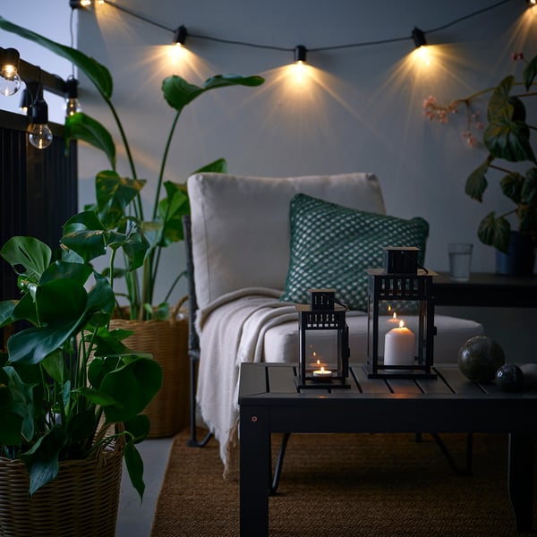 IKEA BORRBY Lantern For Tealight Indoor/outdoor Black 7 ¾ "