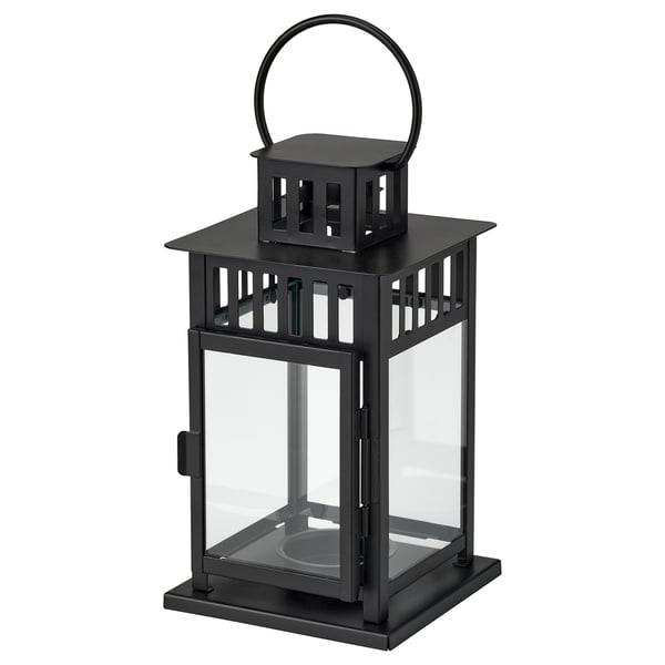 IKEA BORRBY Lantern for tealight indoor/outdoor black 7 ¾ "