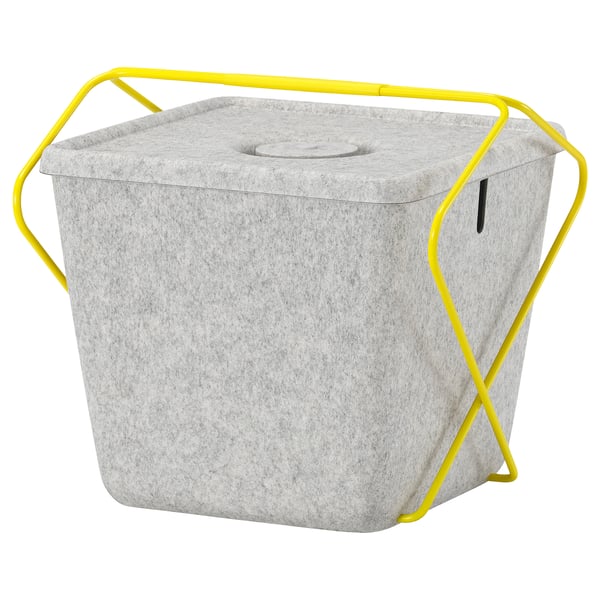 IKEA BRÄNNBOLL Basket Gray/yellow 11 ¾x13x11 ¾ "