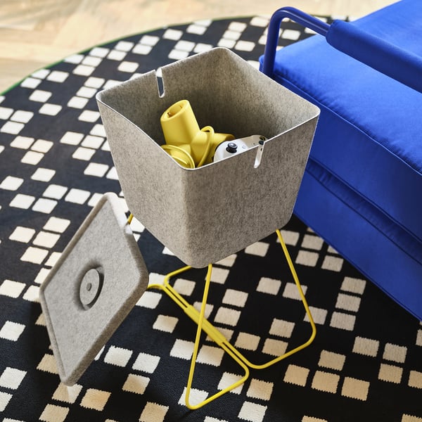 IKEA BRÄNNBOLL Basket Gray/yellow 11 ¾x13x11 ¾ "