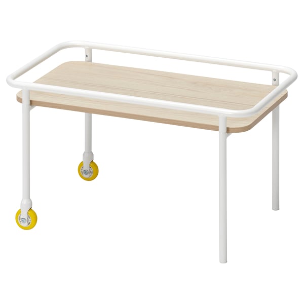 IKEA BRÄNNBOLL Side table on casters light ash effect/white 27 1/8x15 3/8 "