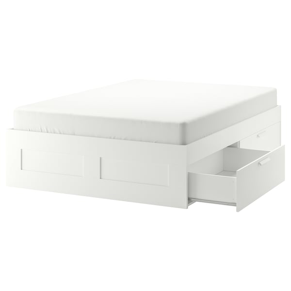 IKEA BRIMNES Bed frame with storage white/Luröy Queen