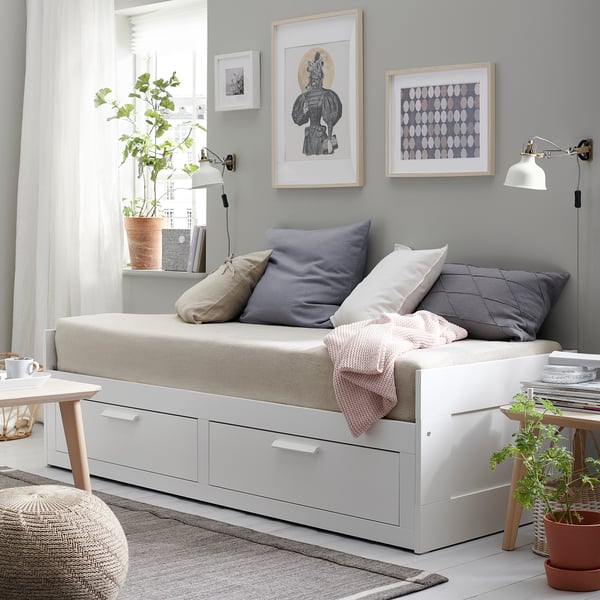 IKEA BRIMNES Daybed Frame With 2 Drawers White Twin