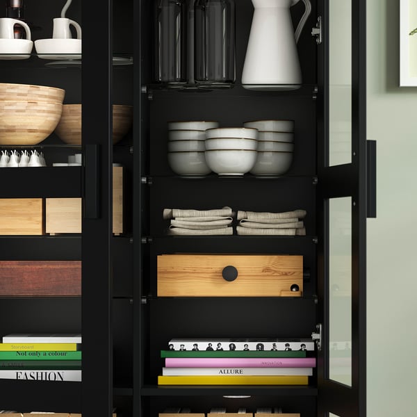 IKEA BRIMNES Glass-door Cabinet Black 31 1/2x74 3/4 "