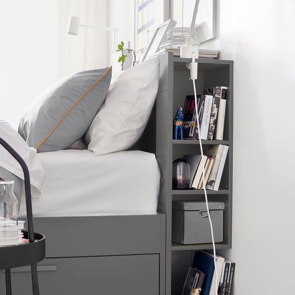 IKEA BRIMNES Headboard With Storage Compartment Gray Queen