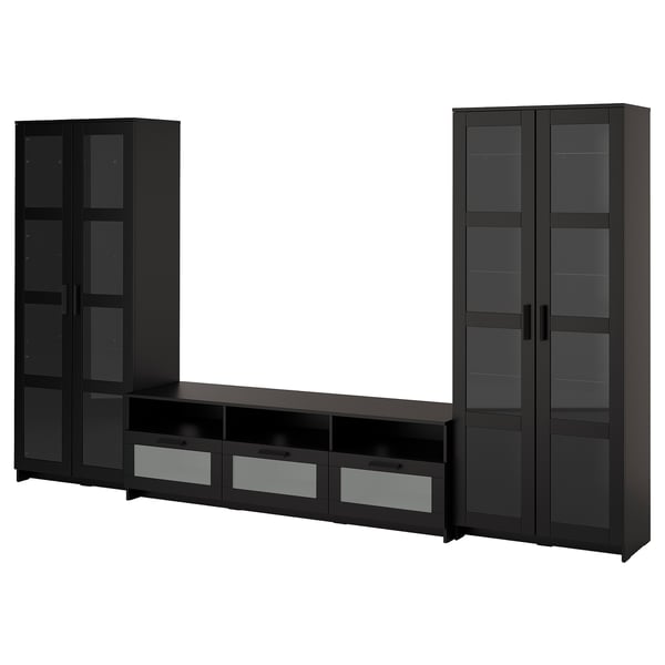 IKEA BRIMNES TV storage combination/glass doors black 133 7/8x16 1/8x74 3/4 "