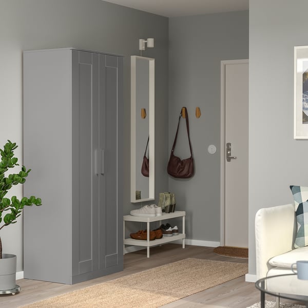 IKEA BRIMNES Wardrobe With 2 Doors Gray 30 3/4x74 3/4 "