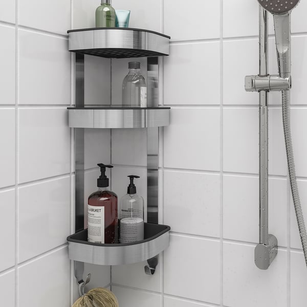 IKEA BROGRUND Corner Wall Shelf Unit Stainless Steel 7 ½x22 ¾ "