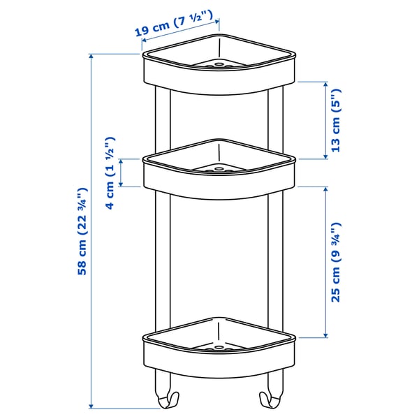 IKEA BROGRUND Corner Wall Shelf Unit Stainless Steel 7 ½x22 ¾ "
