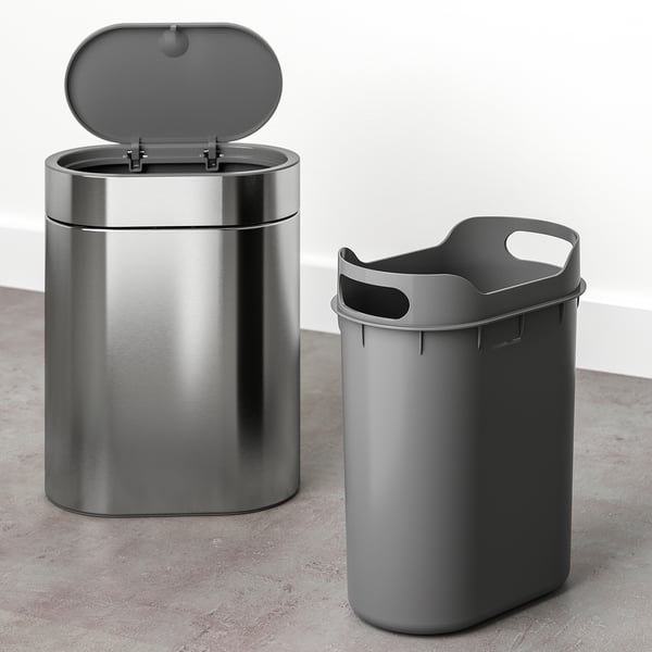 IKEA BROGRUND Touch Top Trash Can Stainless Steel 1 Gallon