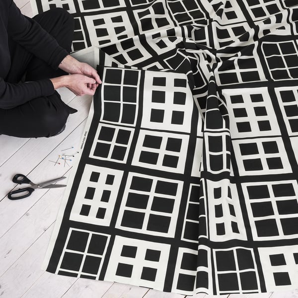 IKEA BROKAKLEJA Pre-cut Fabric Black/geometric 59x118 "