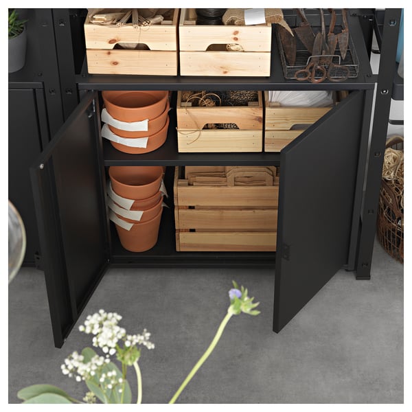 IKEA BROR Cabinet With 2 Doors Black 29 7/8x15 3/4x26 "