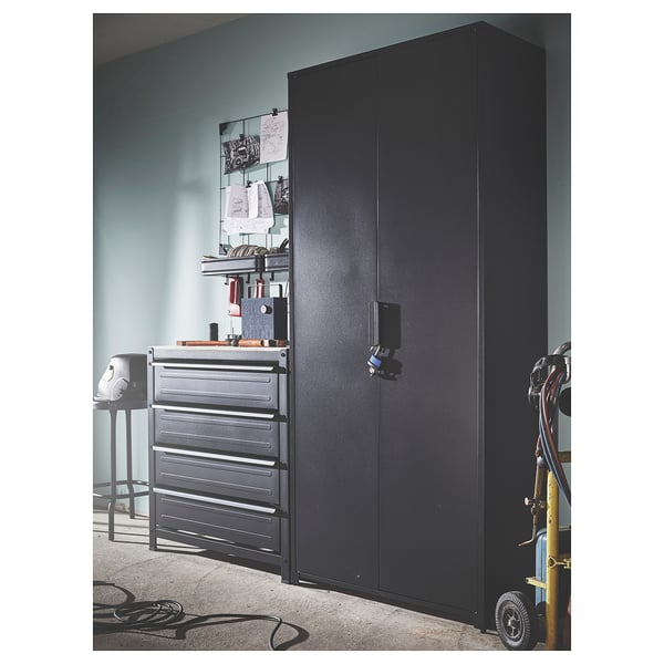 IKEA BROR Cabinet With Doors Black 33 1/2x15 3/4x75 1/4 "