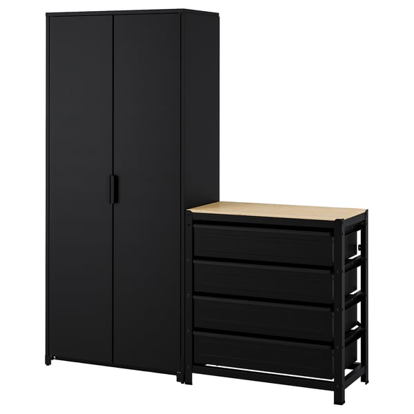 IKEA BROR Shelf unit w cabinet/drawers black 66 7/8x15 3/4x75 1/4 "