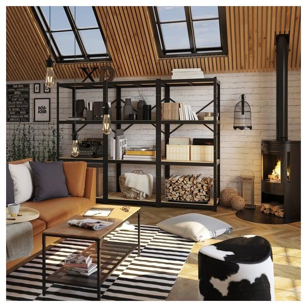 IKEA BROR Shelving Unit Black/wood 100x21 5/8x74 3/4 "