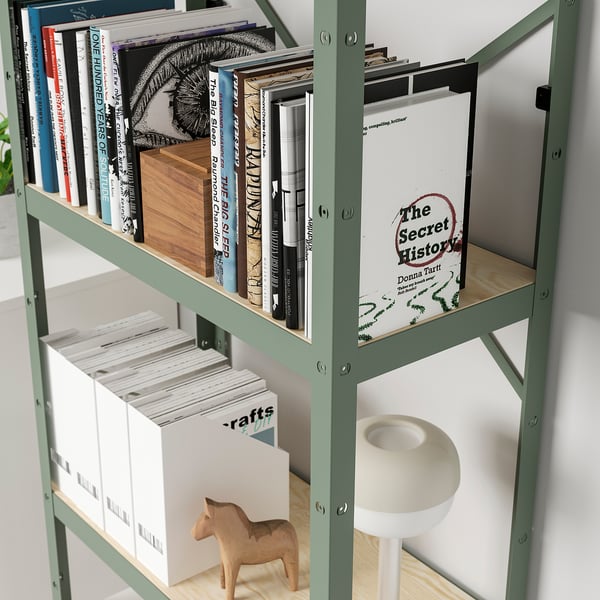 IKEA BROR Shelving Unit Gray-green/pine Plywood 33 1/2x15 3/4x74 3/4 "
