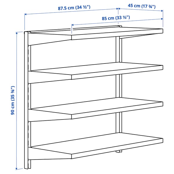 IKEA BROR Wall Shelf Combination Black 34 1/2x17 3/4x35 3/8 "