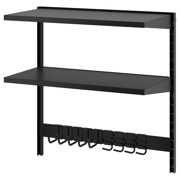 IKEA BROR Wall shelf combination with hooks/2 shelves/black 34 1/2x17 3/4x35 3/8 "