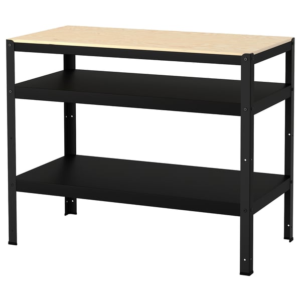 IKEA BROR Work bench black/pine plywood 43 1/4x21 5/8 "