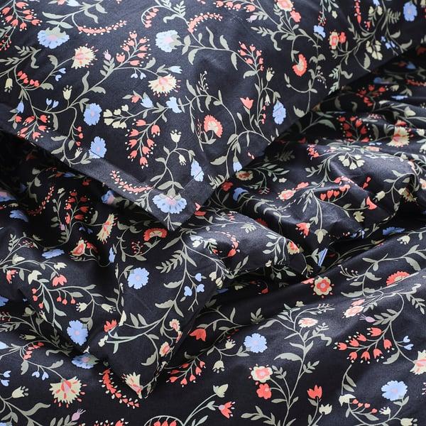 IKEA BRUDKRUSBÄR Comforter Set Black/floral Pattern Full/Queen