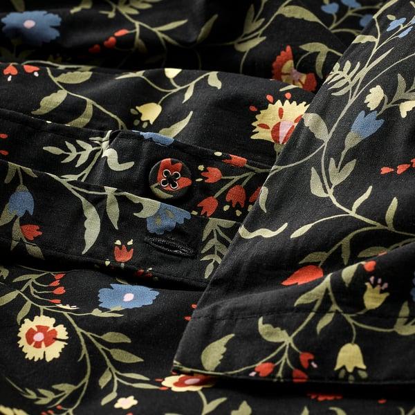 IKEA BRUDKRUSBÄR Duvet Cover And Pillowcase(s) Black Multicolor/floral Pattern Full/Queen (Double/Queen)