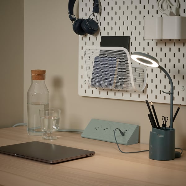 IKEA BRUNBÅGE LED Work Lamp With Storage Dimmable/turquoise