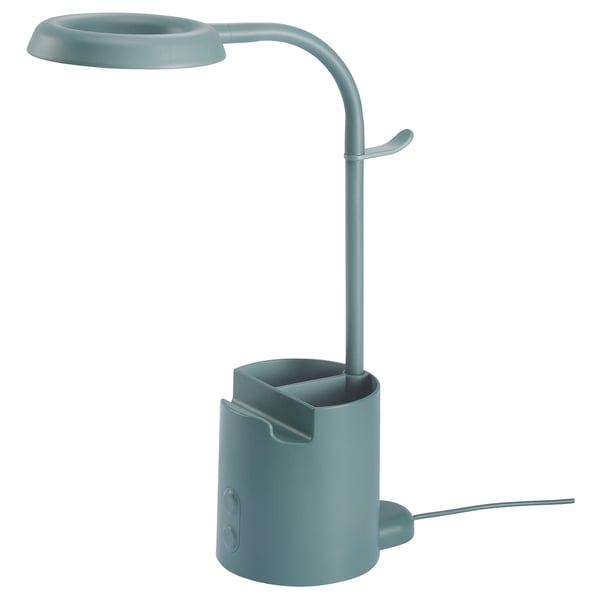 IKEA BRUNBÅGE LED work lamp with storage dimmable/turquoise