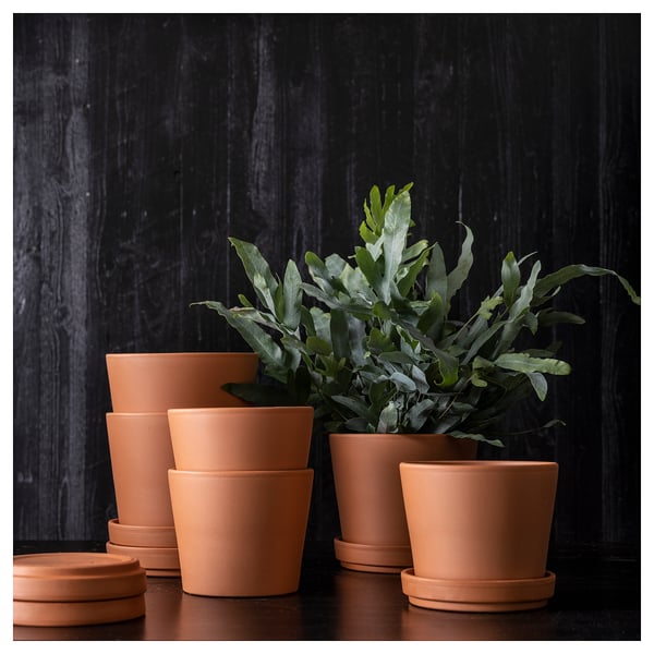 IKEA BRUNBÄR Plant Pot With Saucer Outdoor Terracotta 6 "