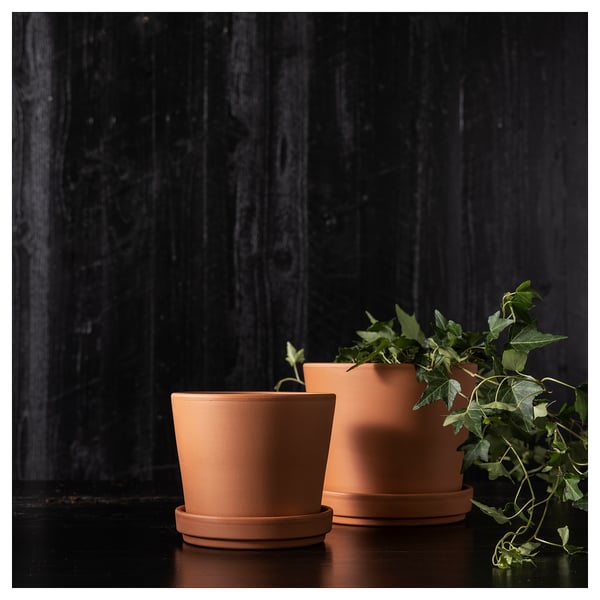 IKEA BRUNBÄR Plant Pot With Saucer Outdoor Terracotta 6 "