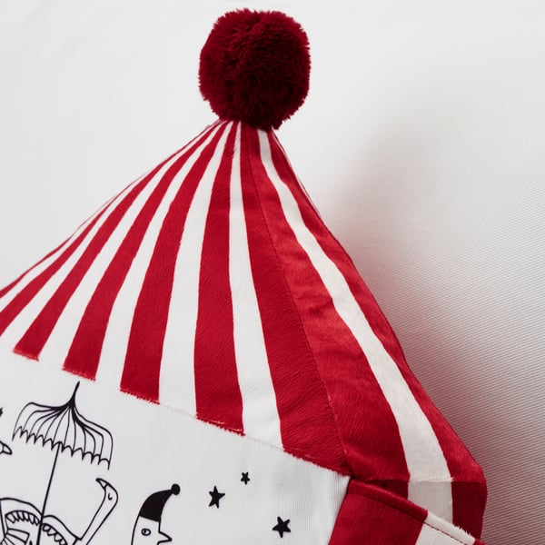 IKEA BUSENKEL Cushion Circus Tent Shape Red/white 19x15 "