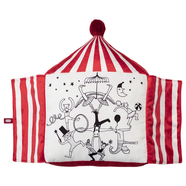 IKEA BUSENKEL Cushion circus tent shape red/white 19x15 "