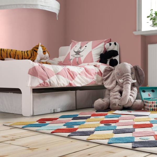 IKEA BUSENKEL Rug Harlequin Pattern/multicolor 4 ' 3 "x5 ' 3 "