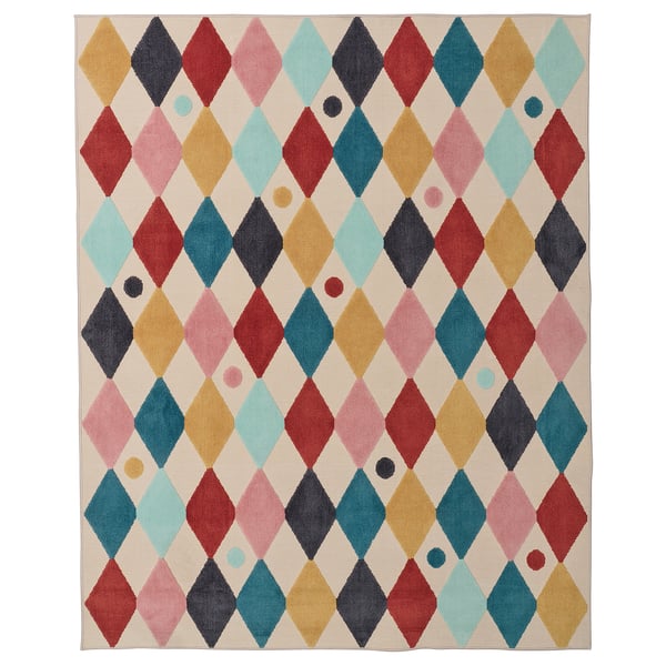 IKEA BUSENKEL Rug harlequin pattern/multicolor 4 ' 3 "x5 ' 3 "