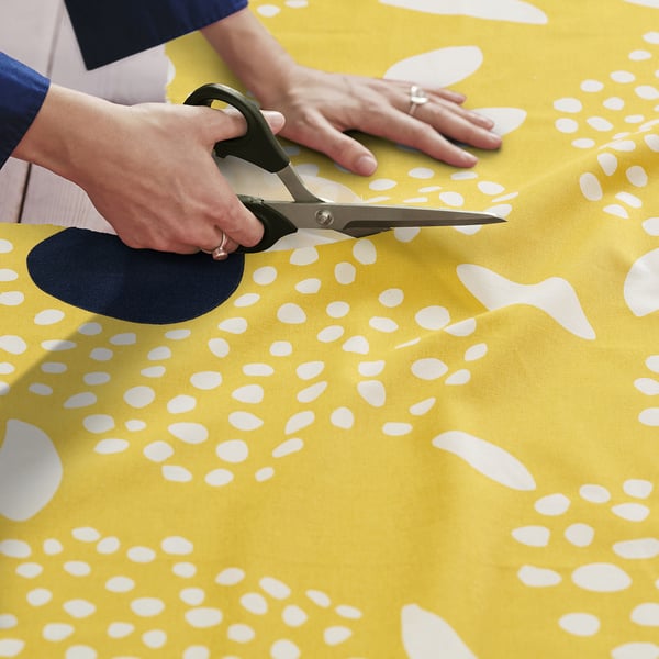 IKEA BUSKOPUNTIA Pre-cut Fabric Yellow Black/white/dot Pattern 59x118 "