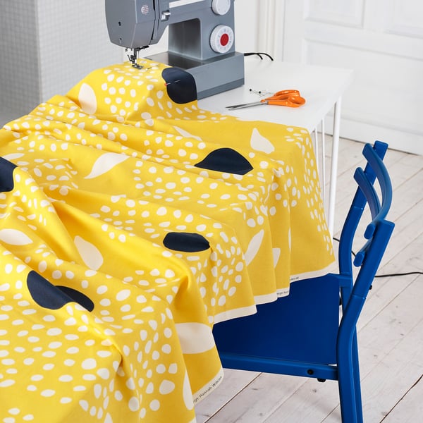 IKEA BUSKOPUNTIA Pre-cut Fabric Yellow Black/white/dot Pattern 59x118 "