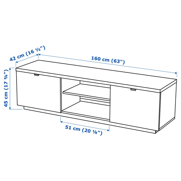 IKEA BYÅS TV Unit High Gloss White 63x16 1/2x17 3/4 "