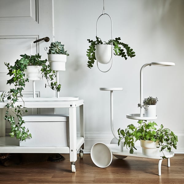 IKEA CHILISTRÅN Hanging Planter Indoor/outdoor White 4 ¾ "
